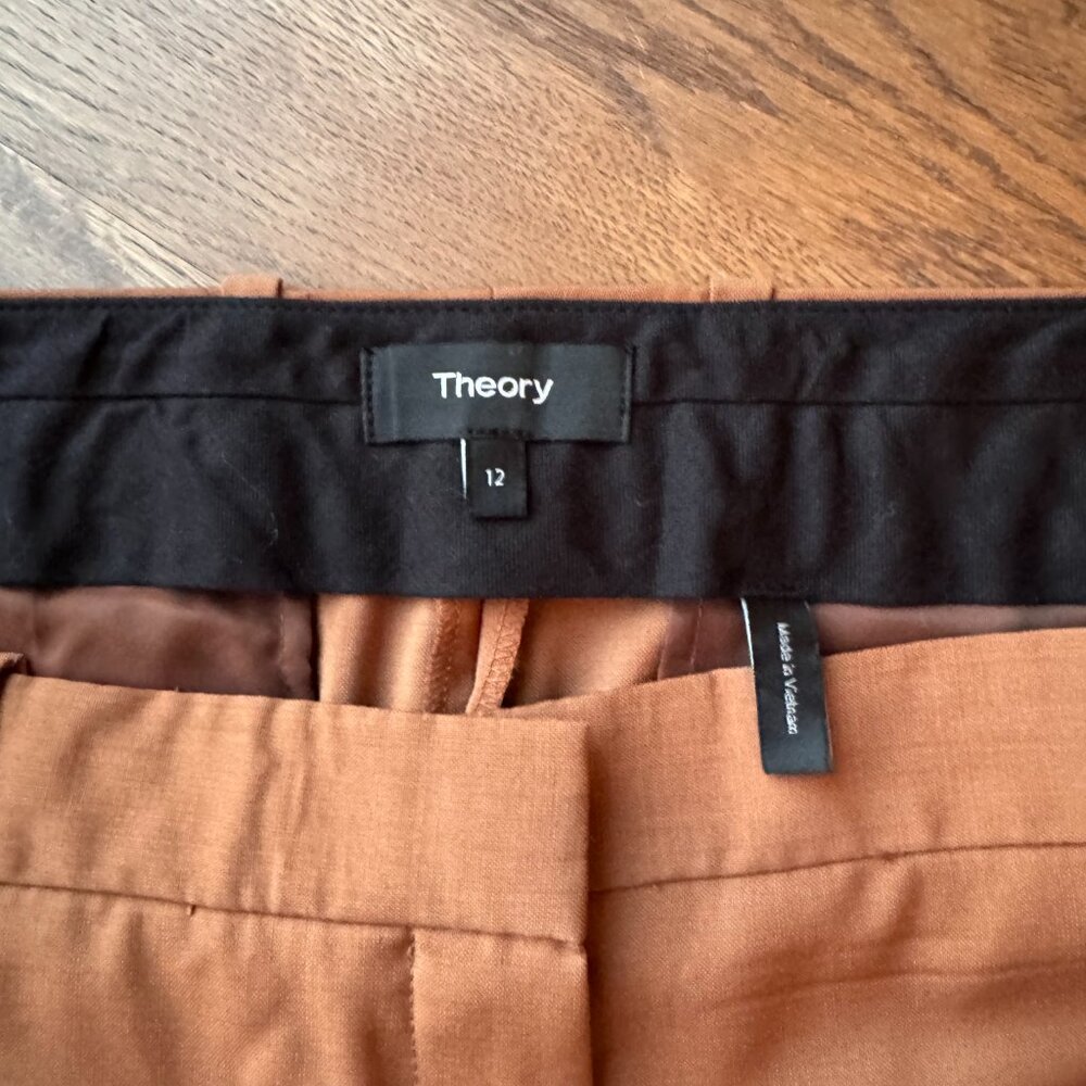 Theory Cropped Cuff Pant, Brown Tailored, Brown, Sz:  12,  New and never worn